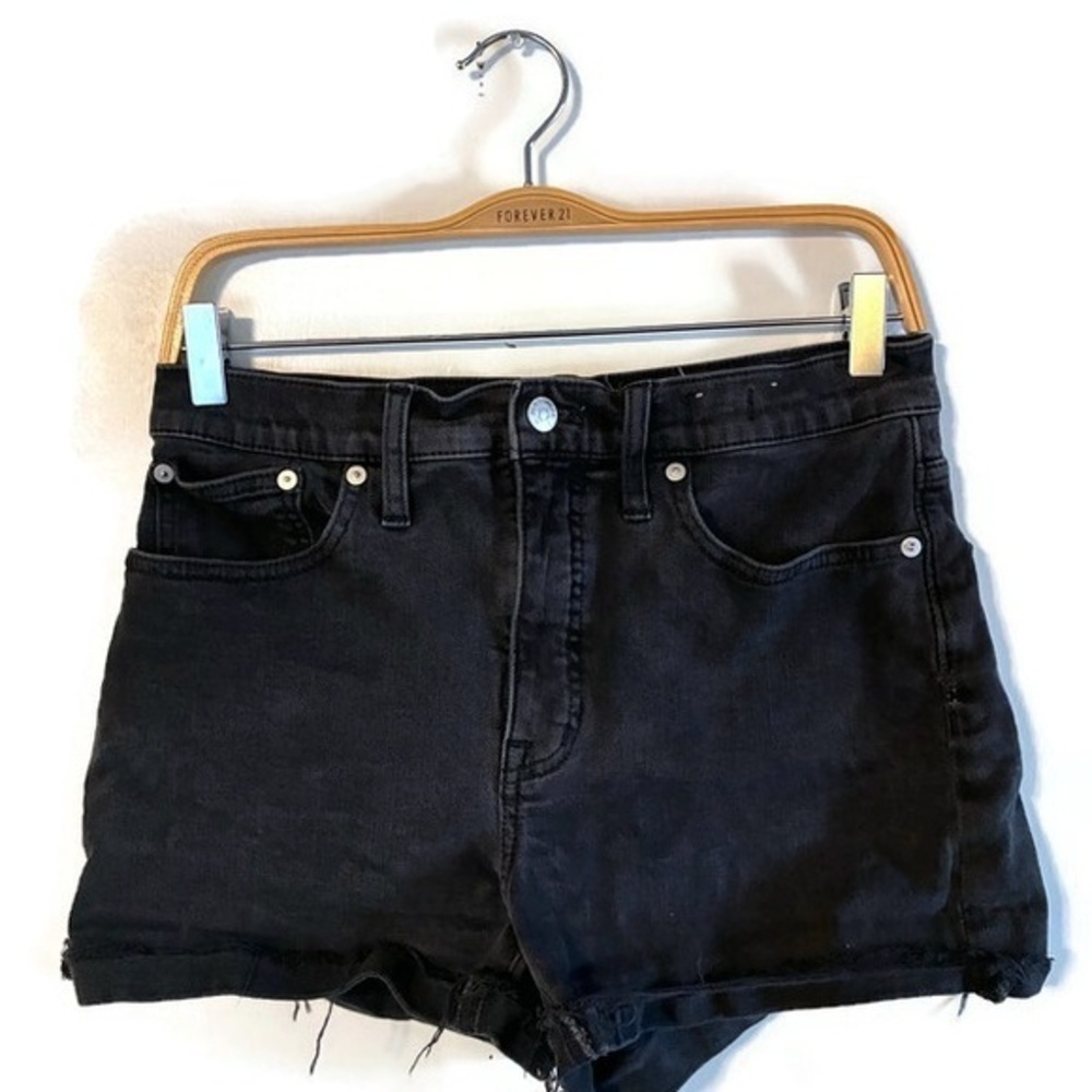 Madewell Washed Black Distressed High-Rise Denim Shorts Women’s Size 28 6 Medium
